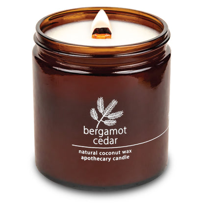 Hemlock Park Crackling Wood Wick Candle – Handcrafted with Natural Coconut Wax (16 oz, Bergamot Cedar)
