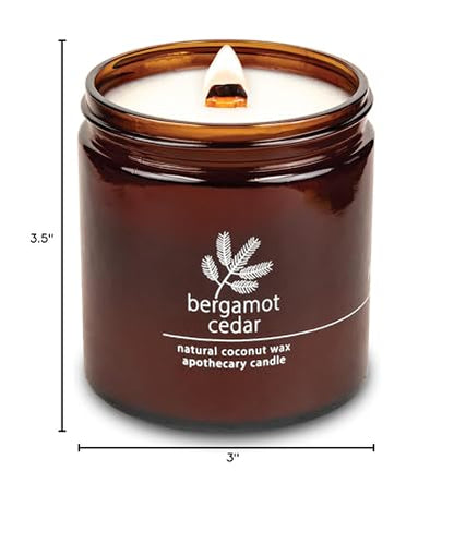 Hemlock Park Crackling Wood Wick Candle – Handcrafted with Natural Coconut Wax (16 oz, Bergamot Cedar)