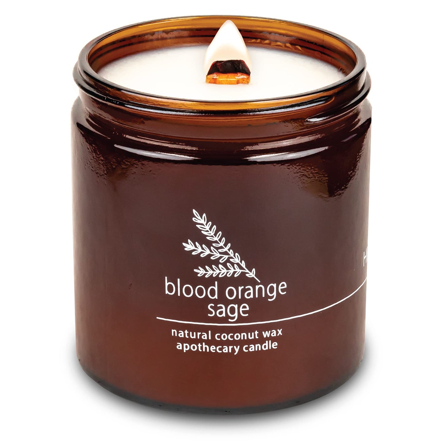 Hemlock Park Crackling Wood Wick Candle – Handcrafted Coconut Wax (16 oz) Blood Orange Sage
