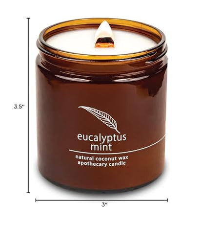 Hemlock Park Crackling Wood Wick Candle – 16 oz, Eucalyptus Mint, Coconut Wax