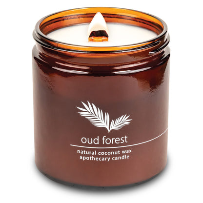 Hemlock Park Crackling Wood Wick Candle - Handcrafted Oud Forest, 16 oz