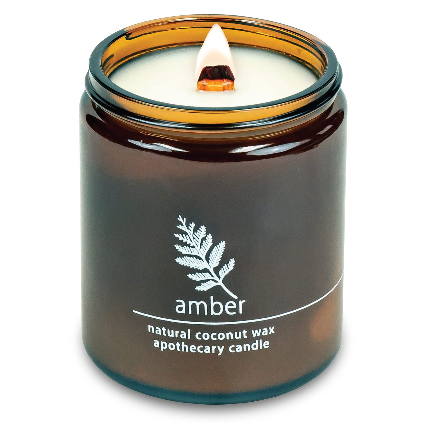 Hemlock Park Crackling Wood Wick Candle - Handcrafted Coconut Wax 8 oz (Amber)