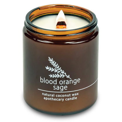 Hemlock Park Crackling Wood Wick Candle - Handcrafted with Natural Coconut Wax (8 oz) Blood Orange Sage