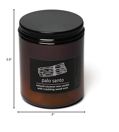 Hemlock Park Crackling Wood Wick Candle – Handcrafted Coconut Wax (8 oz, Palo Santo)