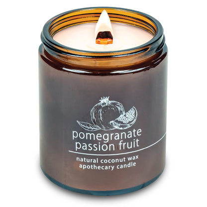 Hemlock Park Crackling Wood Wick Candle – Coconut Wax, 8 oz, Pomegranate Passion Fruit