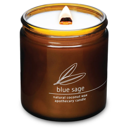 Hemlock Park Crackling Wood Wick Candle – Handcrafted Coconut Wax (16 oz, Blue Sage)