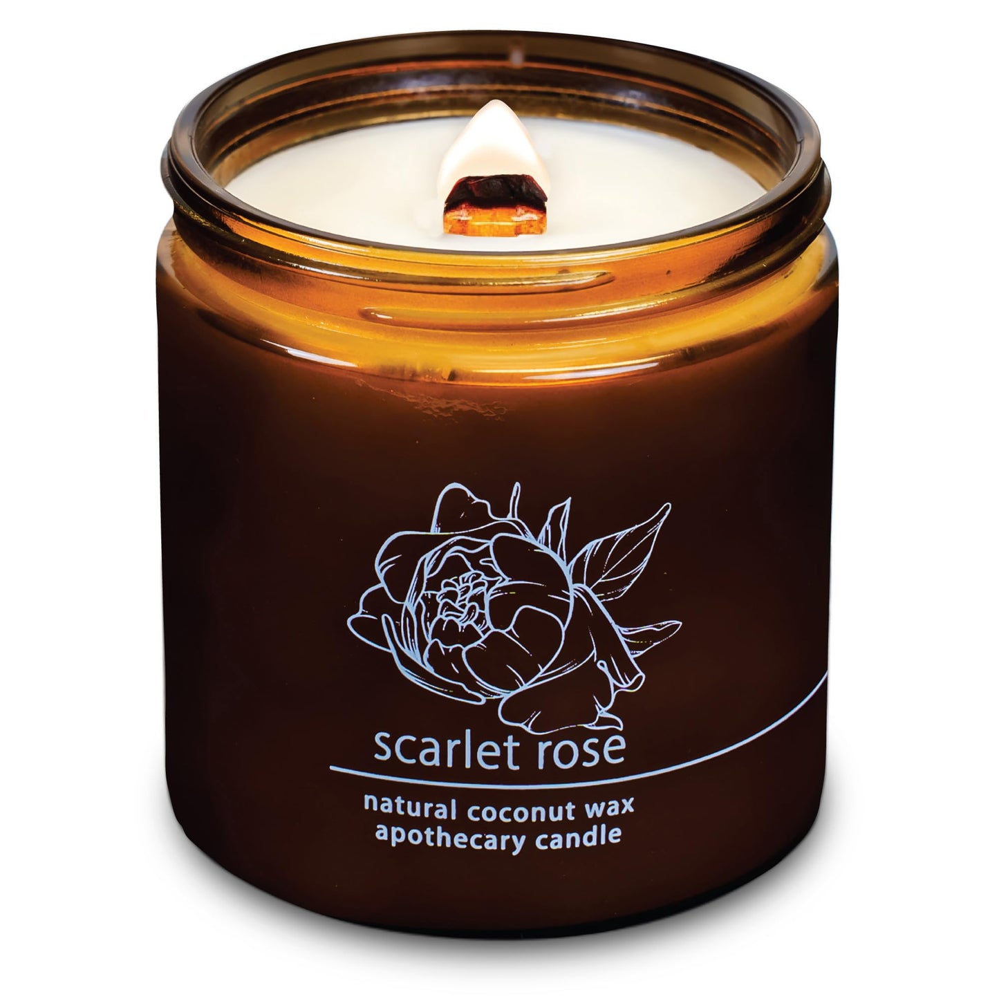 Hemlock Park Crackling Wood Wick Candle – Coconut Wax, 16 oz, Scarlet Rose