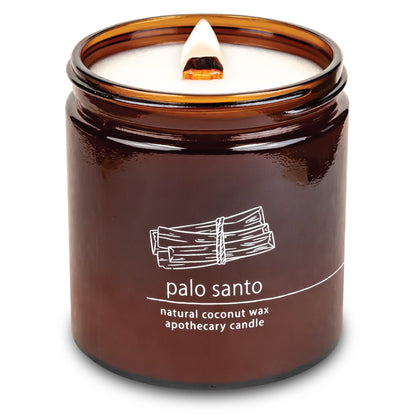 Hemlock Park Palo Santo Crackling Wood Wick Candle – Handcrafted with Natural Coconut Wax (Large 16 oz)