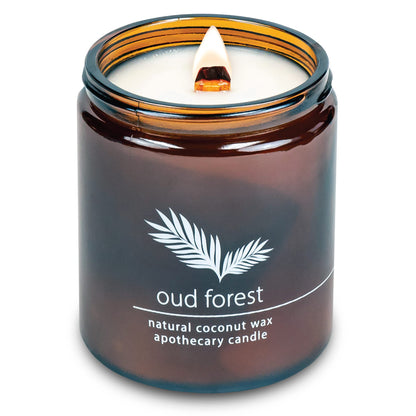 Hemlock Park Crackling Wood Wick Candle | Oud Forest, 8 oz Natural Coconut Wax
