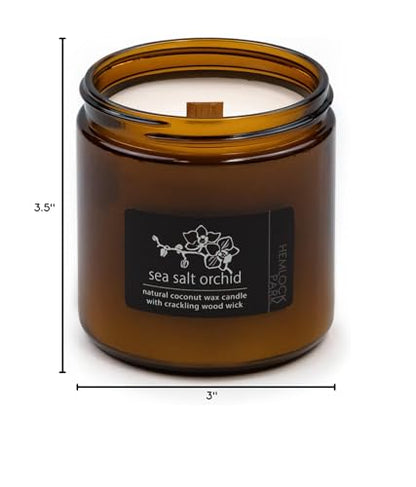 Hemlock Park Crackling Wood Wick Candle – 16 oz Sea Salt Orchid | Handcrafted