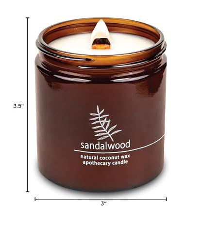 Hemlock Park Crackling Wood Wick Candle – Handcrafted Coconut Wax, Sandalwood, 16 oz