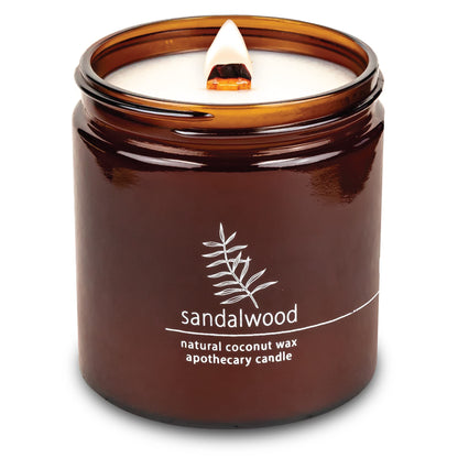 Hemlock Park Crackling Wood Wick Candle – Handcrafted Coconut Wax, Sandalwood, 16 oz
