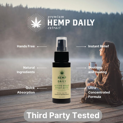 Hemp Daily Active Spray – Organic Hemp Oil with Essential Oils | 2 oz each | 3 Pack | Vegan & Cruelty-Free | THC-Free