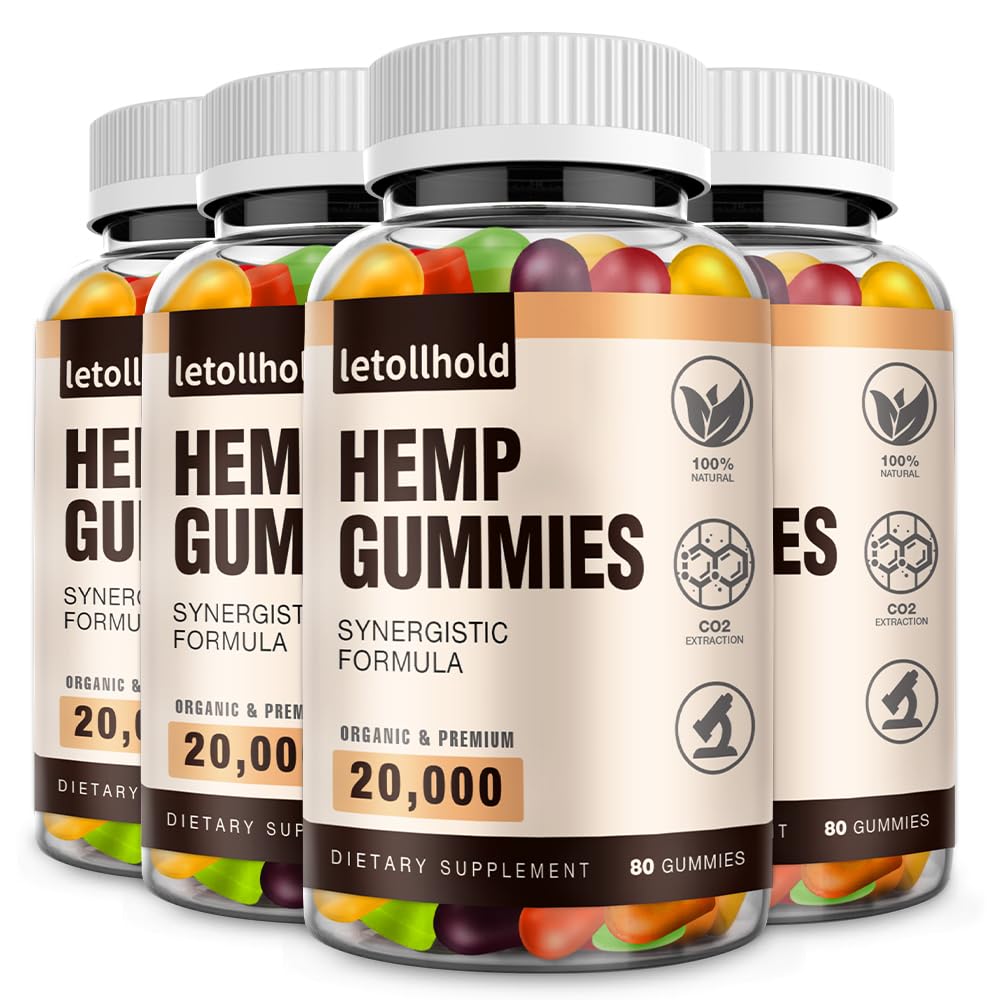 Hemp Gummies Edibles - Advanced Extra Strength Hemp Oil, Low Sugar (4 Packs)