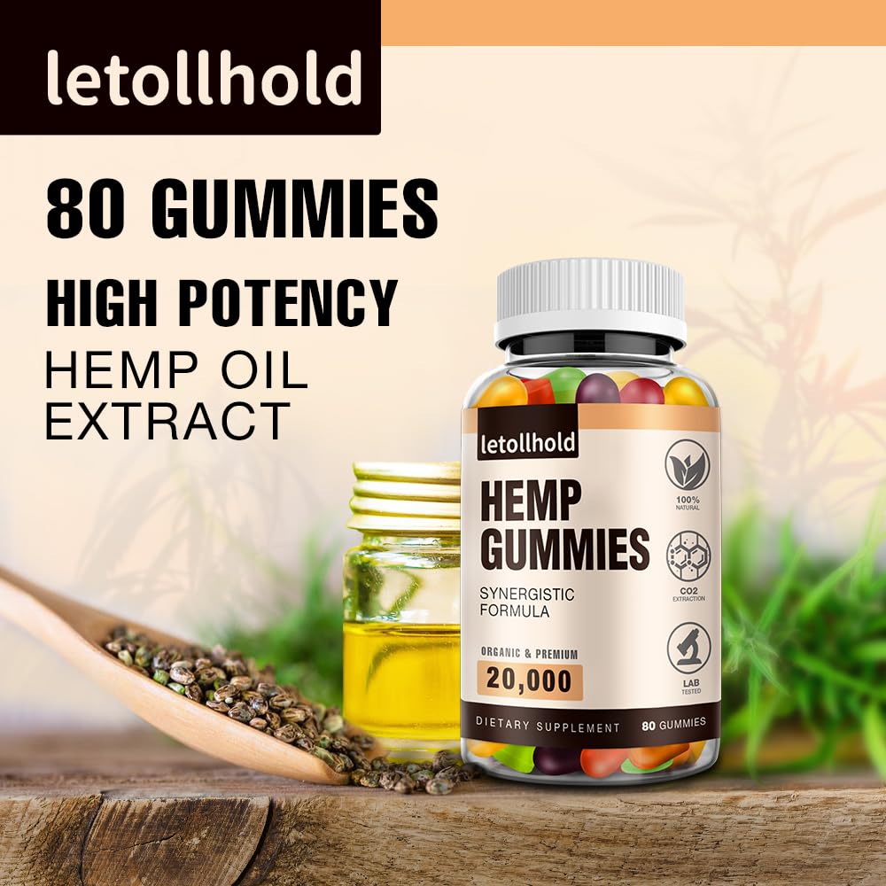 Hemp Gummies Edibles - Advanced Extra Strength Hemp Oil, Low Sugar (4 Packs)