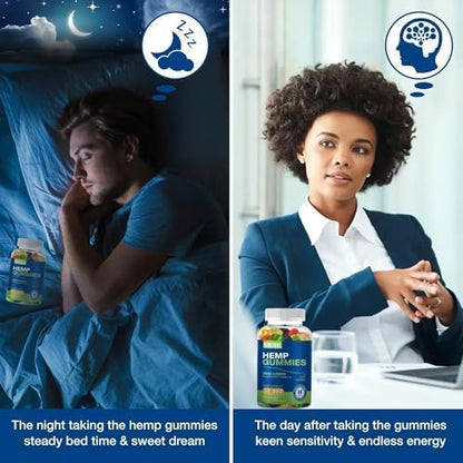 Hemp Gummies for Sleep, Pain & Anxiety — Organic High Potency Hemp Oil Gummies (2 Packs)