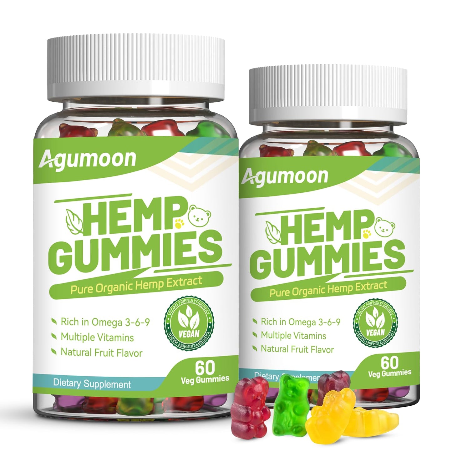Hemp Gummies 2 Packs - High Potency Relaxing Edibles with Natural Hemp Oil Extract — Vegan, Low Sugar, Non-GMO, 120 Counts