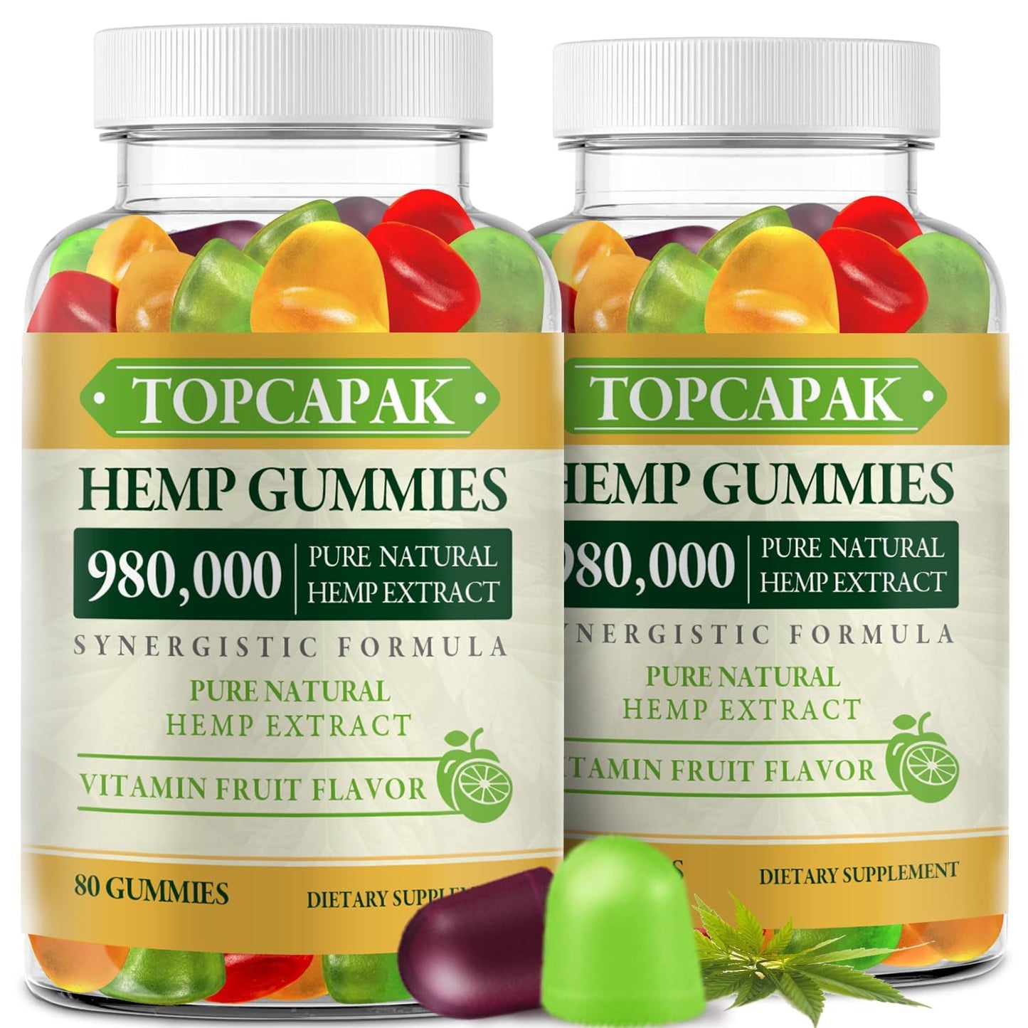 2 Pack Hemp Gummies for Sleep, Pain & Anxiety | Extra Strength Hemp Oil Edibles for Adults