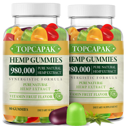 2 Pack Hemp Gummies for Sleep, Pain & Anxiety | Extra Strength Hemp Oil Edibles for Adults
