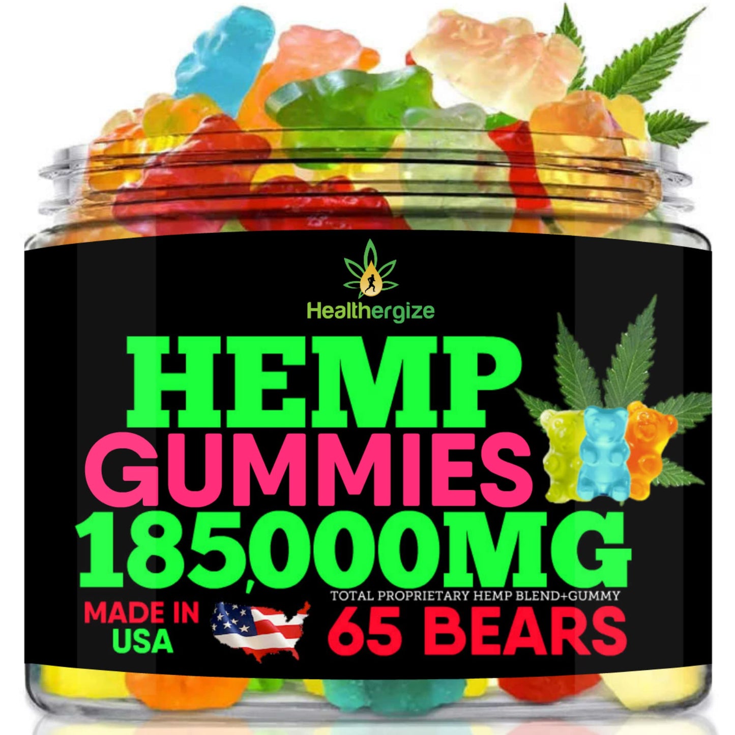 Hemp Gummies Bears Relax - Premium Hemp Oil Gummies | Made in USA | Sleep & Joint Support