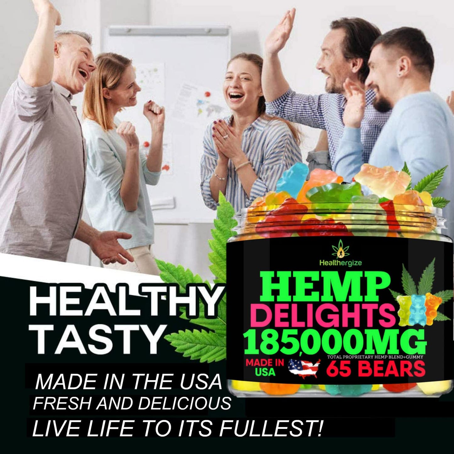 Hemp Gummies Bears Relax - Premium Hemp Oil Gummies | Made in USA | Sleep & Joint Support