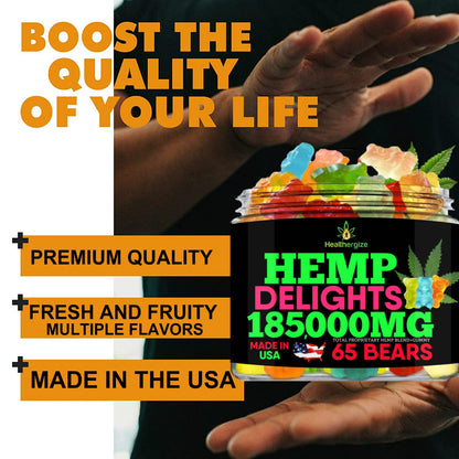 Hemp Gummies Bears Relax - Premium Hemp Oil Gummies | Made in USA | Sleep & Joint Support