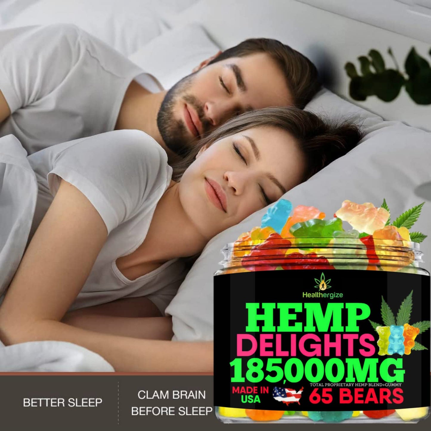 Hemp Gummies Bears Relax - Premium Hemp Oil Gummies | Made in USA | Sleep & Joint Support