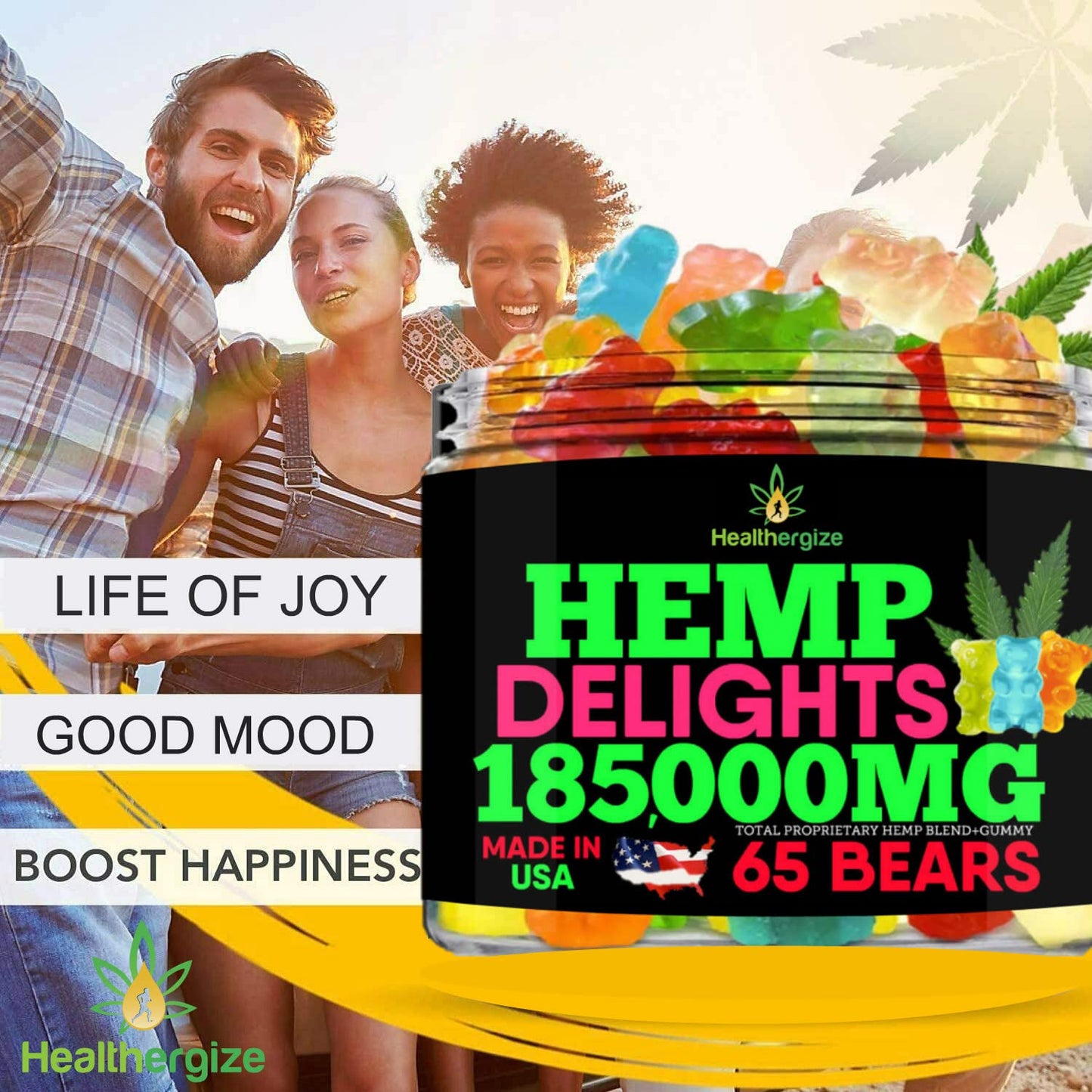 Hemp Gummies Bears Relax - Premium Hemp Oil Gummies | Made in USA | Sleep & Joint Support