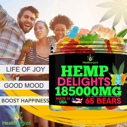 Hemp Gummies Bears Relax - Premium Hemp Oil Gummies | Made in USA | Sleep & Joint Support
