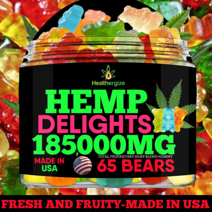 Hemp Gummies Bears Relax - Premium Hemp Oil Gummies | Made in USA | Sleep & Joint Support