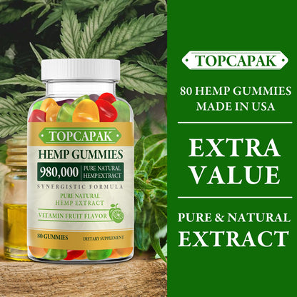 2 Pack Hemp Gummies for Sleep, Pain & Anxiety | Extra Strength Hemp Oil Edibles for Adults