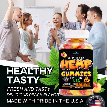 2Pack Hemp Gummies – Premium Hemp Oil Peach Ring (Made in USA)