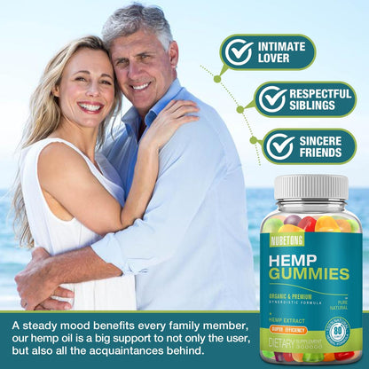Hemp Gummies for Sleep, Anxiety & Pain - High Potency Organic Hemp Oil Gummies for Adults