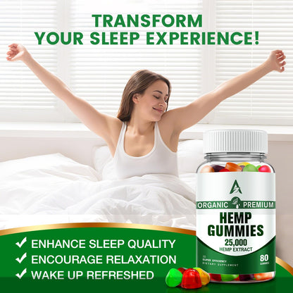 Hemp Gummies High Potency – Sleep, Anxiety & Pain Relief | Organic Extra Strength Hemp Gummies (2 Packs)