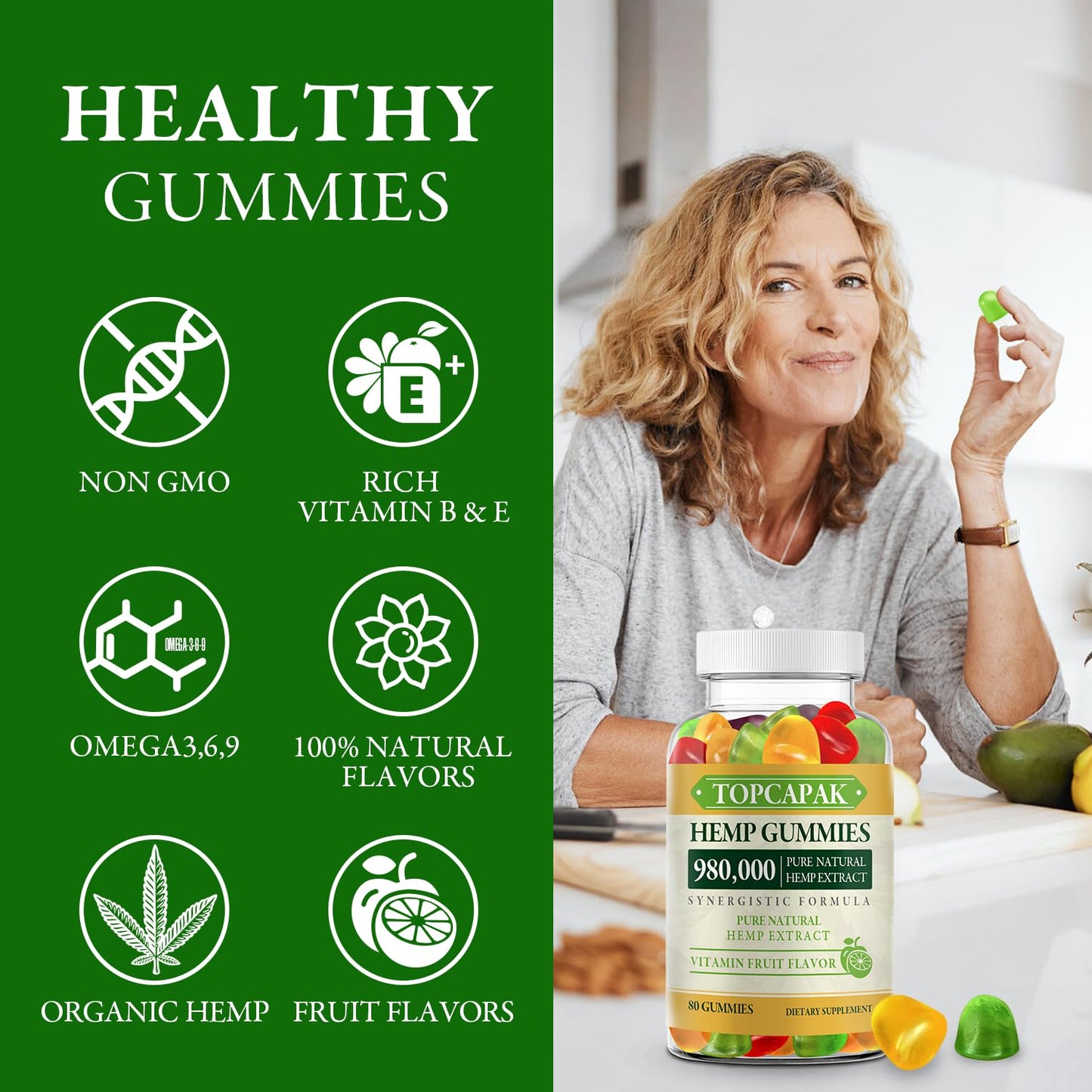 2 Pack Hemp Gummies for Sleep, Pain & Anxiety | Extra Strength Hemp Oil Edibles for Adults