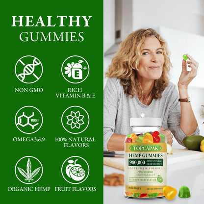 2 Pack Hemp Gummies for Sleep, Pain & Anxiety | Extra Strength Hemp Oil Edibles for Adults