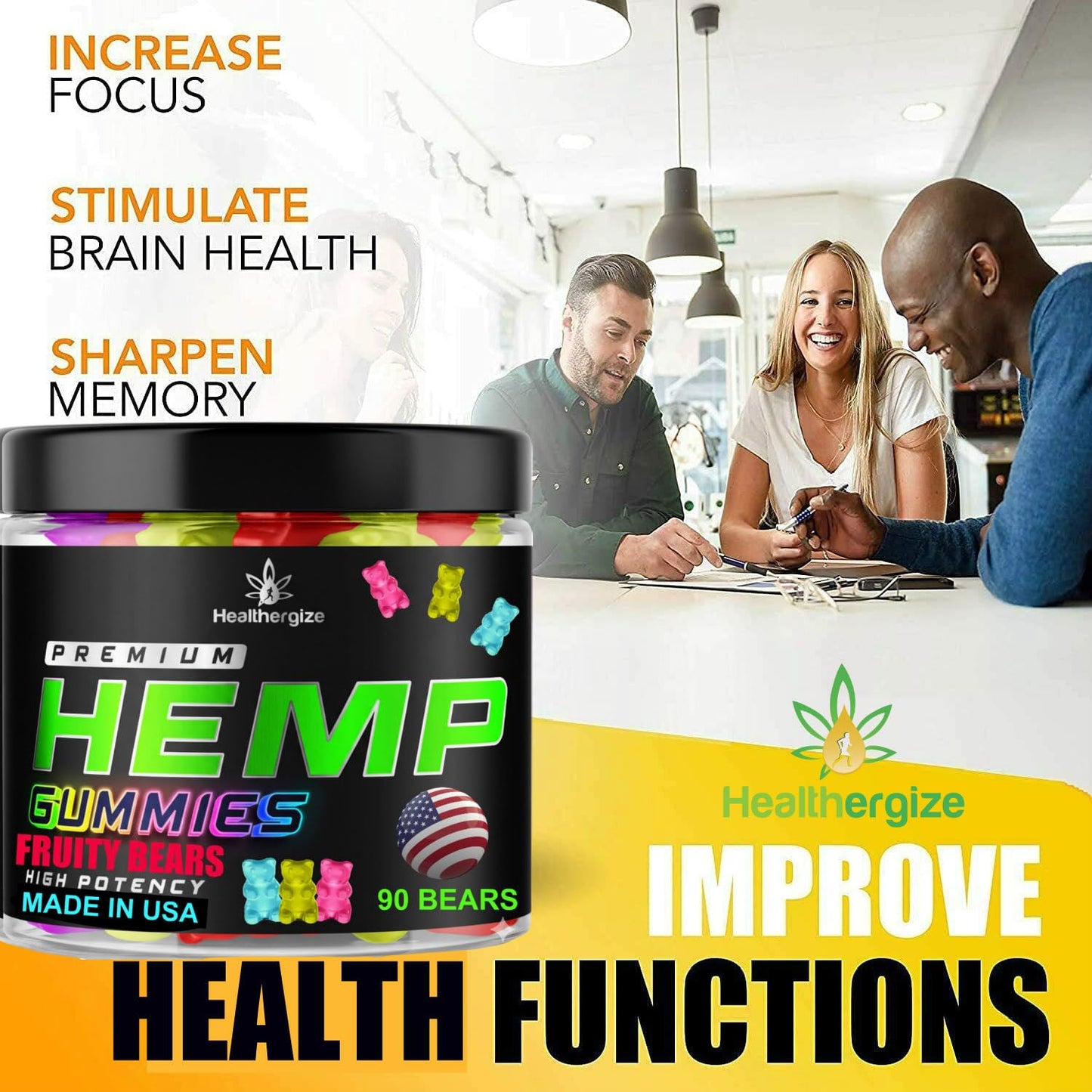 Hemp Gummies Premium Hemp Oil Gummy Bears – Natural Calm, Sleep Support | Made in USA