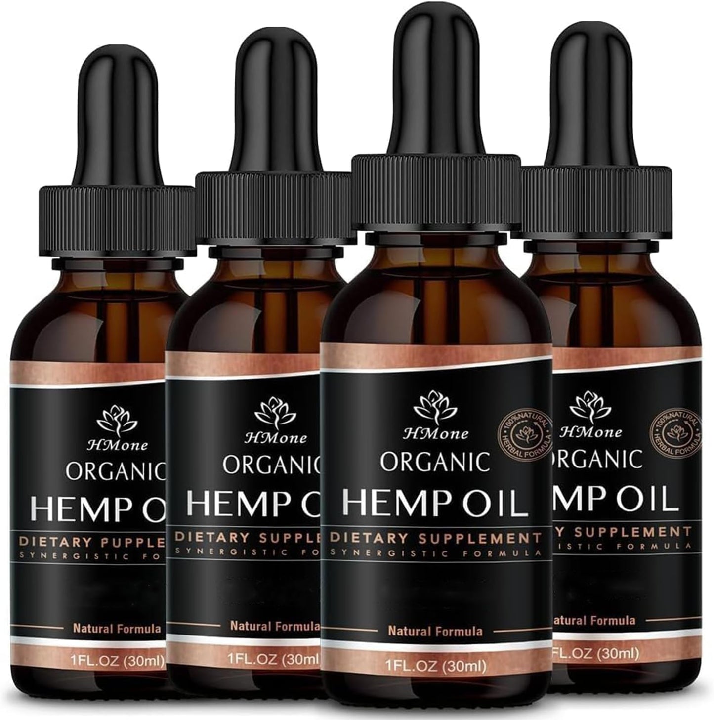 Hemp Oil 4-Pack Maximum Strength – Pure CO2 Extract Drops, 100% Natural