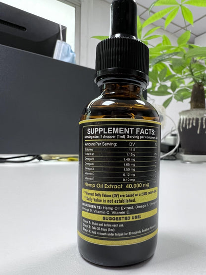 (4-Pack) High Potency Hemp Oil - Immune Support, Focus & Relaxation