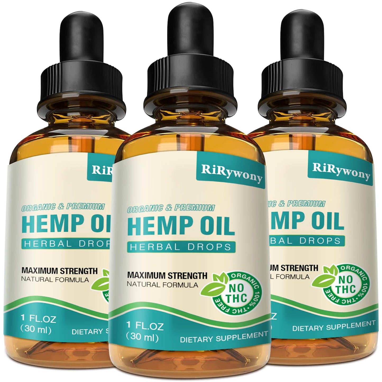 Hemp Oil High Potency Organic Drops - Maximum Strength Hemp Oil Tincture | Vegan 3 Pack