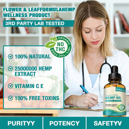 Hemp Oil High Potency Organic Drops - Maximum Strength Hemp Oil Tincture | Vegan 3 Pack