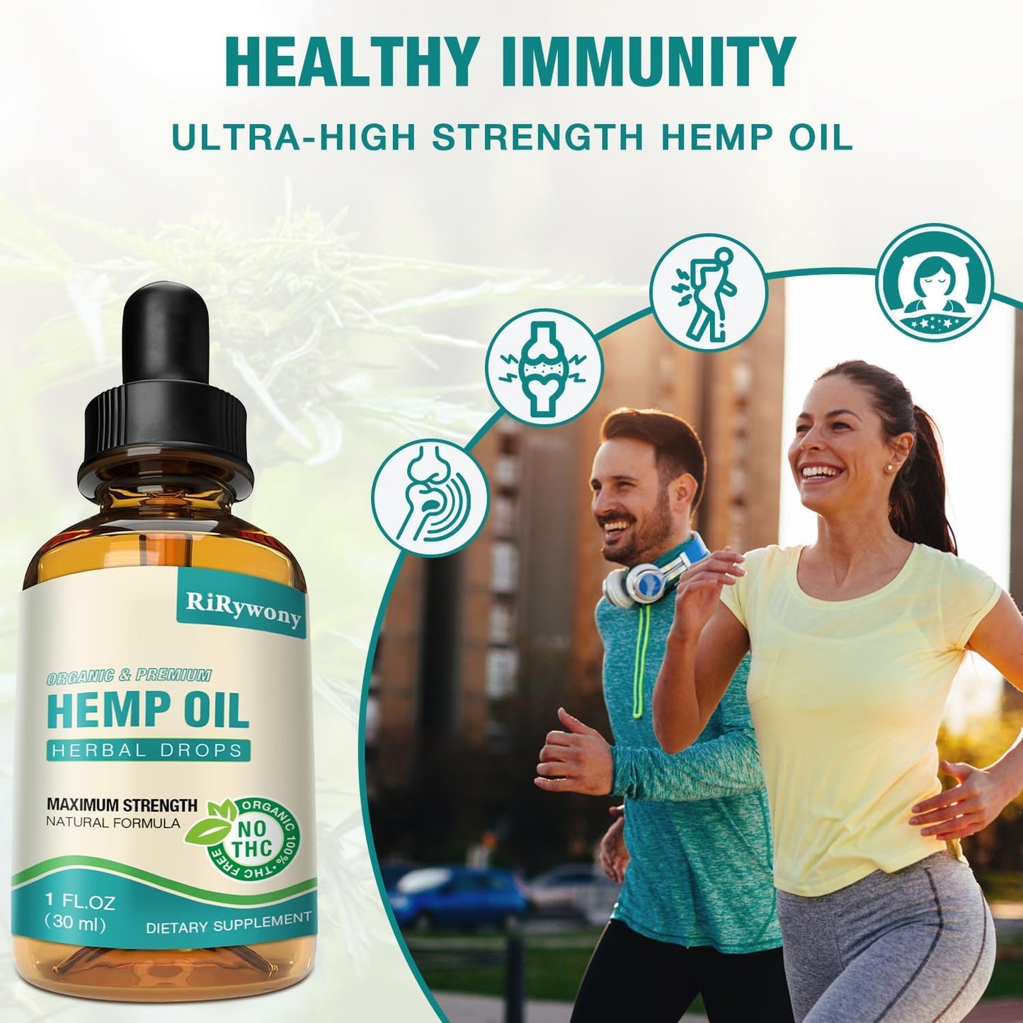 Hemp Oil High Potency Organic Drops - Maximum Strength Hemp Oil Tincture | Vegan 3 Pack