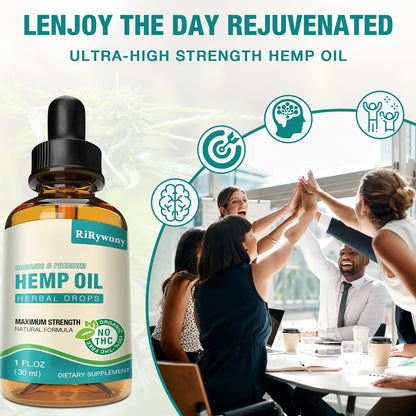 Hemp Oil High Potency Organic Drops - Maximum Strength Hemp Oil Tincture | Vegan 3 Pack