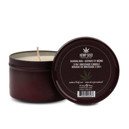 Hemp Seed 3-in-1 Massage Candle (6 oz) – Guavalava Scent | Vegan & Cruelty-Free