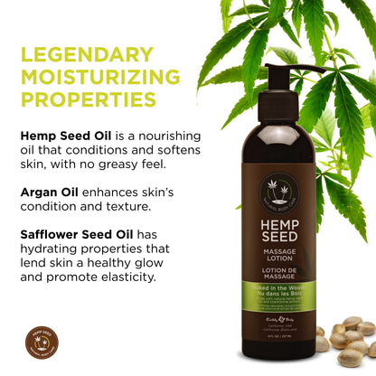 Hemp Seed Massage Lotion – Naked in The Woods (8 oz) – Vegan, Cruelty-Free