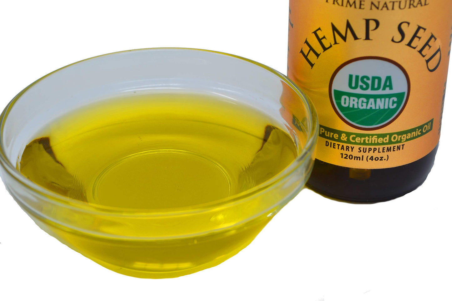 Prime Natural Organic Hemp Seed Oil 4oz - USDA Certified | Cold-Pressed Sativa Oil | Vegan, Food Grade