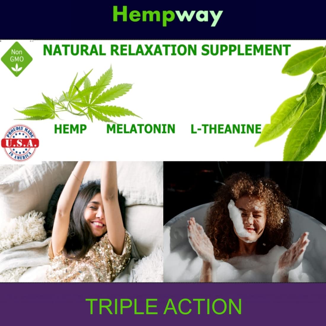 Hemp Sleep Gummies Triple Action - 5mg Melatonin, 200mg Hemp