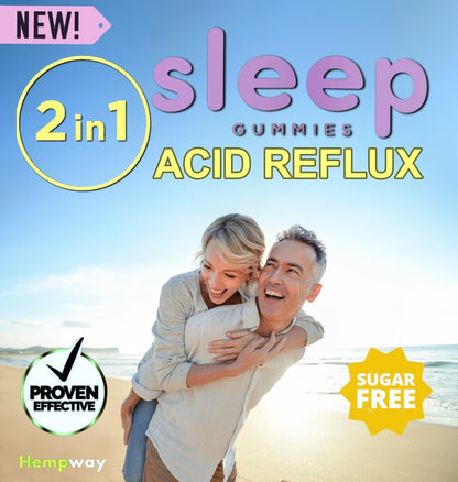 HEMPWAY Reflux Raft Gummies – Nighttime Sleep + Acid Reflux Relief, Lemon, 60 Gummies
