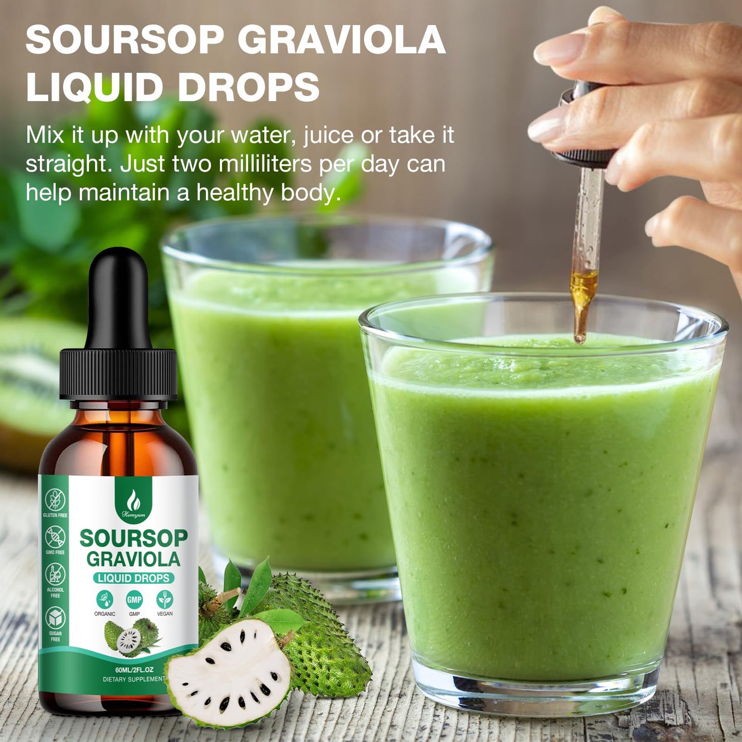 Hemyum Soursop Bitters Liquid Drops – 7 in 1 Graviola + Sea Moss, 2 oz