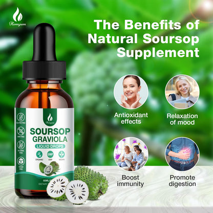 Hemyum Soursop Bitters Liquid – 2 Pack, 7-in-1 Graviola Drops with Sea Moss